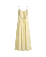 The Rylie Dress in butter yellow — open-back maxi dress, product back view