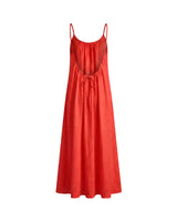 The Rylie Dress in red — open-back maxi dress, product back view