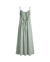 The Rylie Dress in sage green — open-back maxi dress, product back view