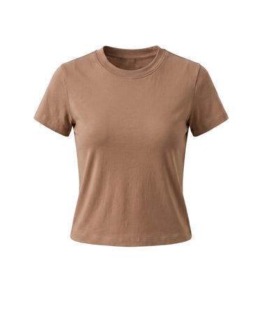 Coffee cotton crew-neck t-shirt – Moriel Heritage