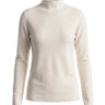 Pearl white cashmere-wool mock-neck knit top, flat-lay front view – Moriel Heritage