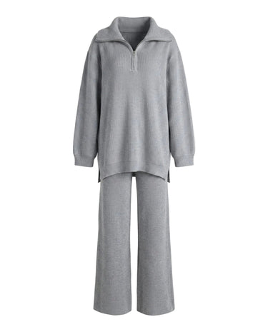 Gray knit half-zip set – Moriel Heritage